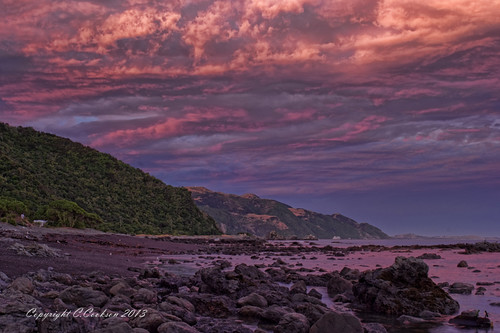 sunset sea newzealand water landscape coast southisland kaikoura topaz marlboroughnz