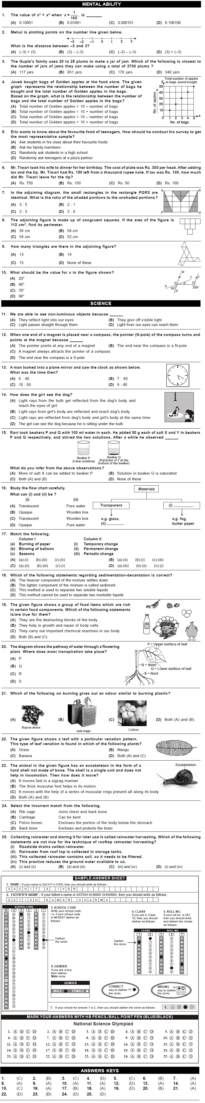 NSO 2nd Level Sample Papers for Class 6
