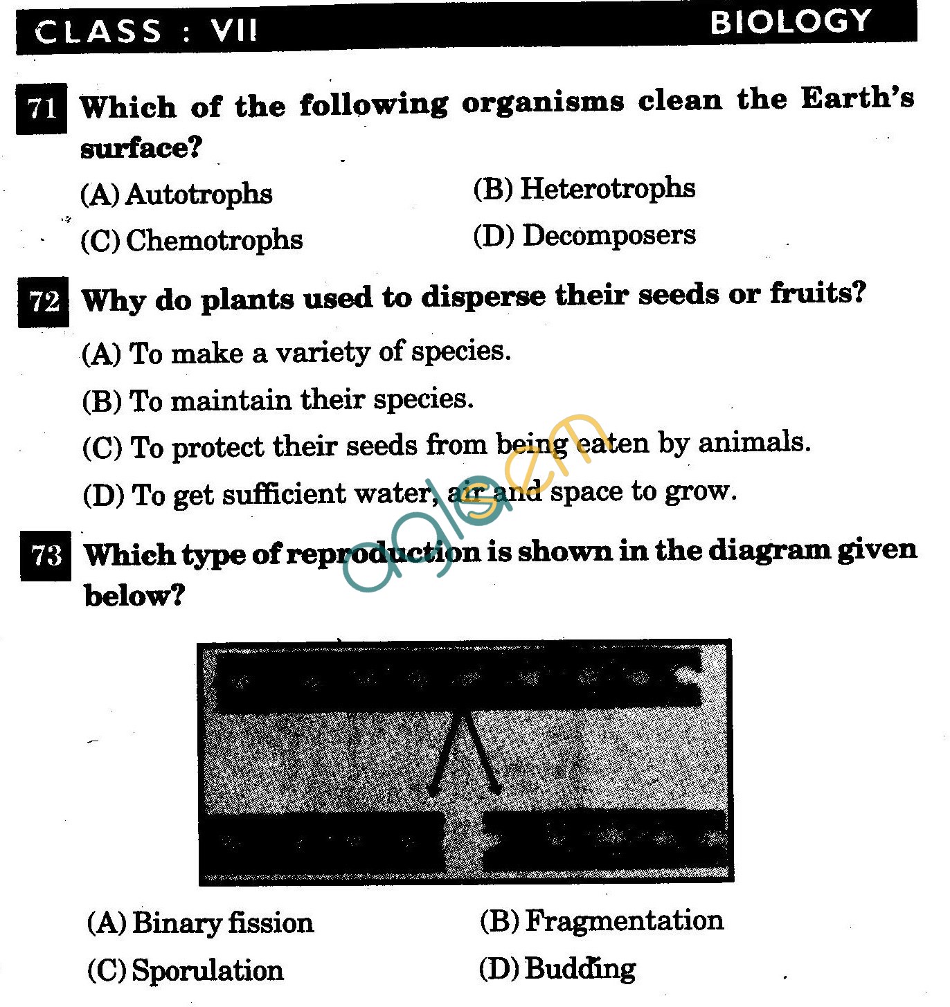 NSTSE 2011 Class VII Question Paper with Answers - Biology