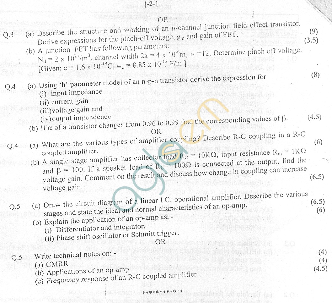 GGSIPU Question Papers Third Semester – End Term 2006 – ETIC-203