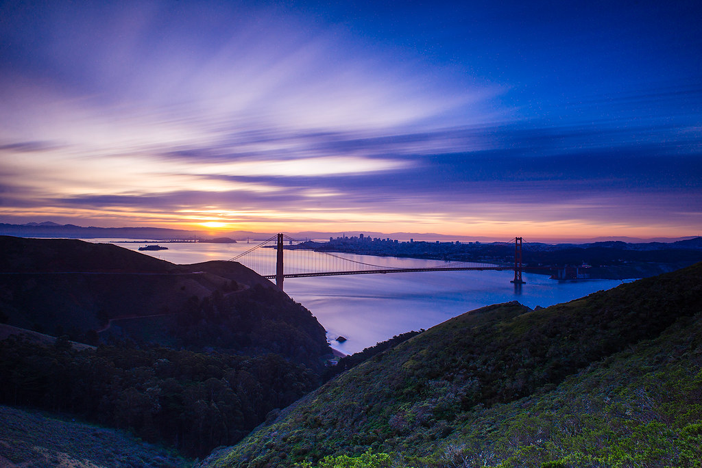 Long Exposure Sunrise over Golden Gate Bridge by Wilson Lam on Flickr