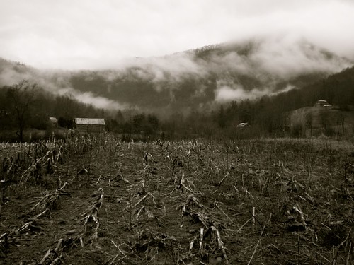 blackandwhite mountains clouds barn northcarolina wnc cornstubble