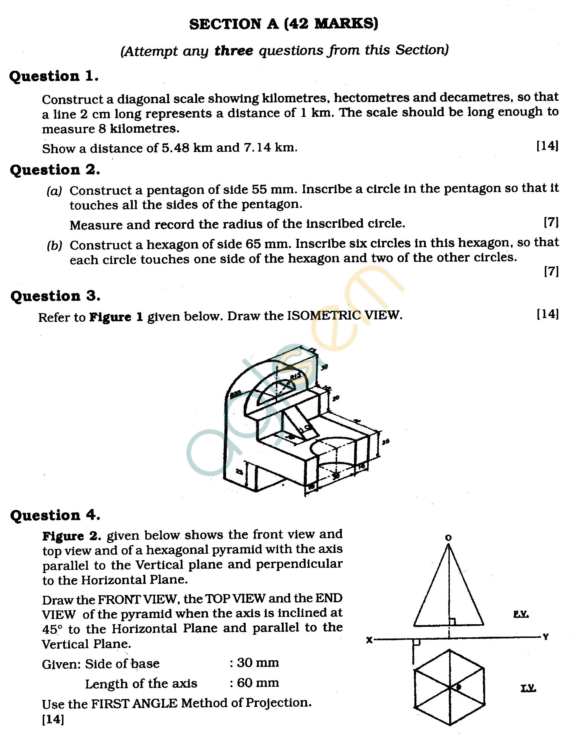 ICSE Class X Exam Question Papers 2011 Technical Drawing