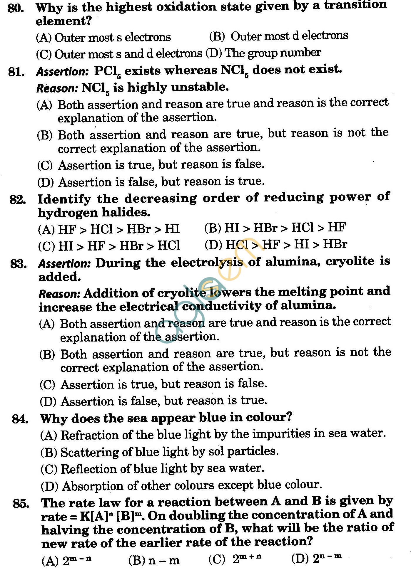NSTSE 2010 Class XII PCM Question Paper with Answers - Chemistry