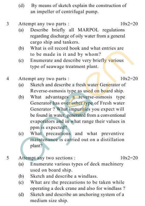 UPTU B.Tech Question Papers -TMM-402- Marine Auxiliary Machinery-I