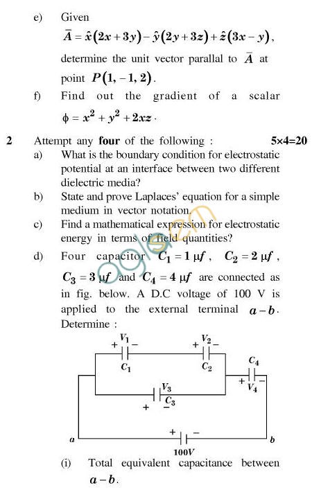 UPTU B.Tech Question Papers - EC-401-Electromagnetic Field Theory
