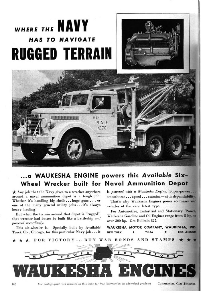 Available 1943  6x4 wrecker Holmes W45 Waukesha Engines 1943 ad CCJ June 1943