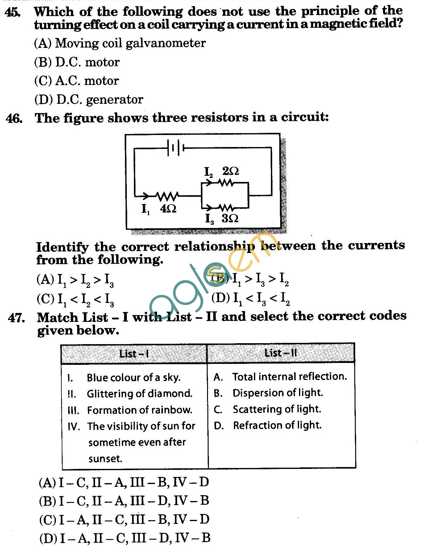 NSTSE 2010: Class X Question Paper with Answers - Physics
