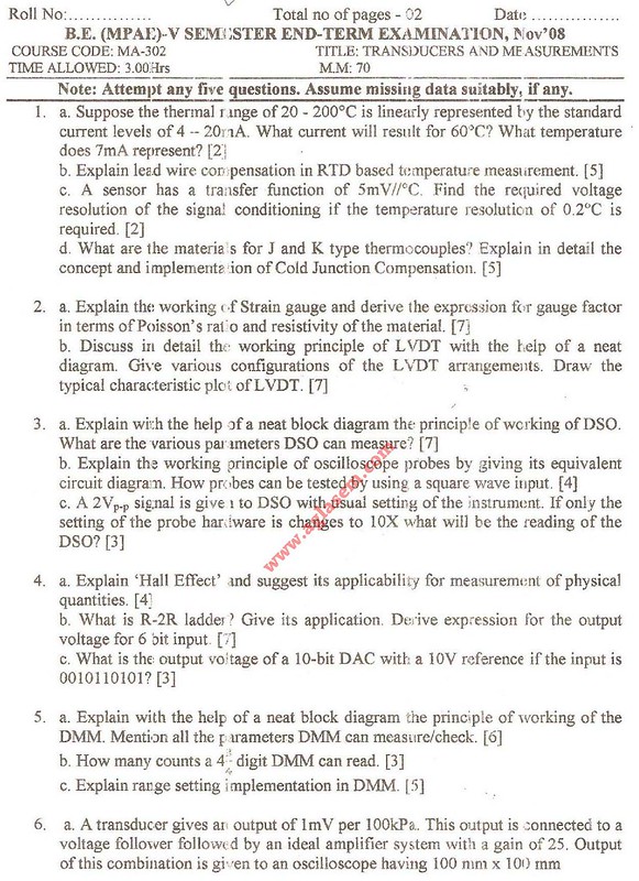 NSIT  Question Papers 2008 – 5 Semester - End Sem - MA-302