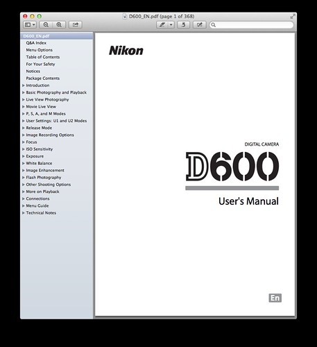 Nikon D600 Manual