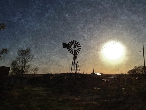 ranch windmill landscape evening dusk farm
