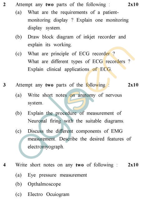 UPTU B.Tech Question Papers - EC-021 - Biomedical Instrumentation