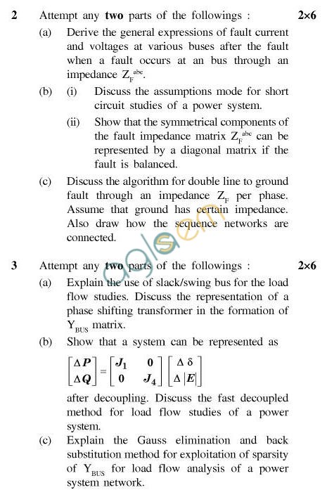 UPTU B.Tech Question Papers - EE-802-Computer Methods in Power System Analysis