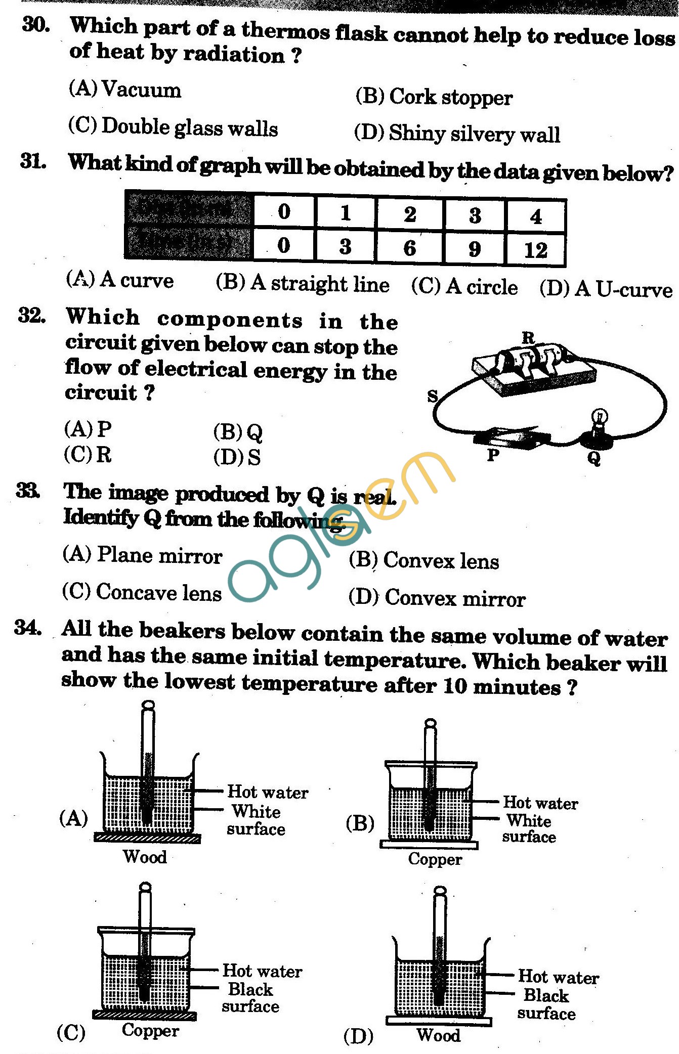 NSTSE 2010 Class VII Question Paper with Answers - Physics