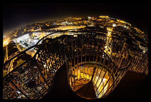longexposure nightphotography portugal night lisboa lisbon fisheye noturna nightview elevadordesantajusta santajustalift
