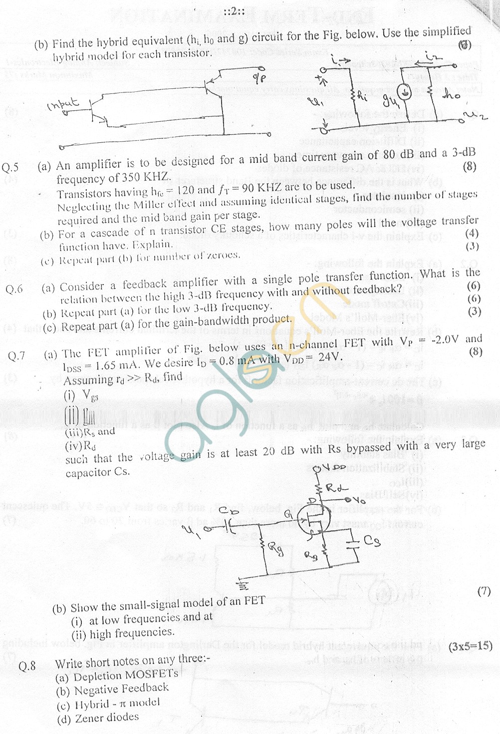 GGSIPU Question Papers Third Semester  End Term 2006  ETEC-203