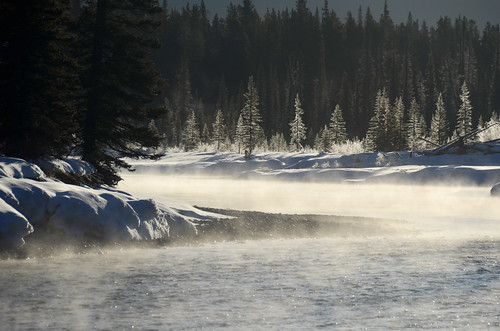 morning winter mist canada sunrise rockies march early steam alberta bow banff rockymountains bowriver castlejunction