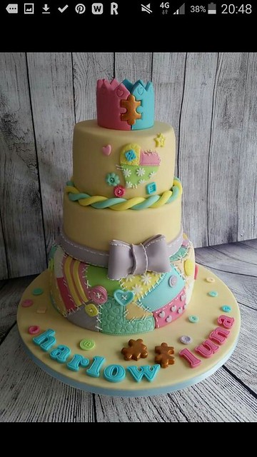 Joint Sibling Christening Cake by Joanne Thorpe of Made by Riley's mum