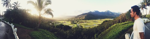 morning vacation panorama holiday green sunrise island hawaii paradise hills valley kauai tropical crops lush taro hanaleivalleylookout