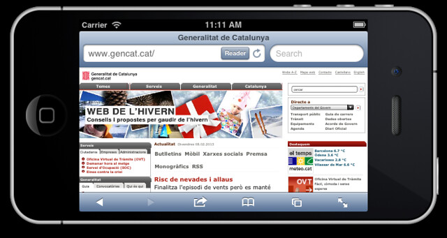 Captura de pantalla de la web de la Generalitat de Catalunya
