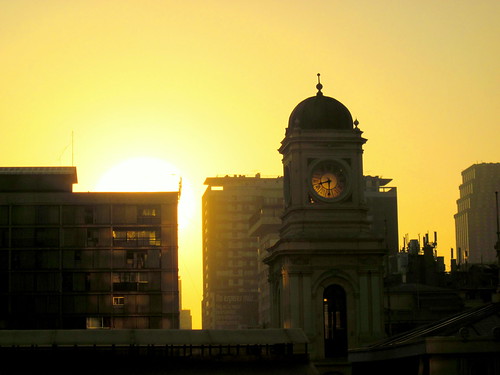 chile santiago clock sunrise downtown