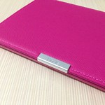 My Kindle Paperwhite with leather cover in Fuchsia