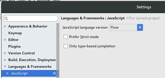 IDEA set JS language version to Flow
