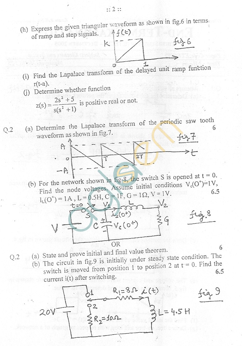 GGSIPU Question Papers Third Semester  End Term 2005  ETEC-205