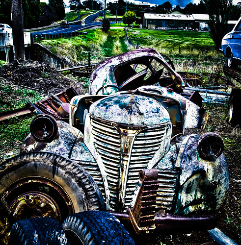 old car vintage junk rust rusty hdr tonemapped