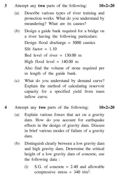 UPTU B.Tech Question Papers - CE-802-Water Resources Engineering  II