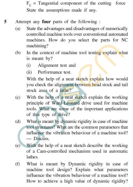 UPTU B.Tech Question Papers - TPI-603 - Principles of Machine Tool Design