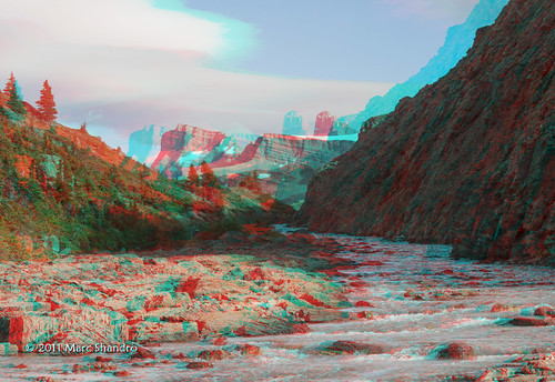 summer mountains river landscape rockies stereoscopic stereophoto 3d scenery scenic sunny anaglyph wilderness majestic rugged pristine unspoiled redcyan jasperpark