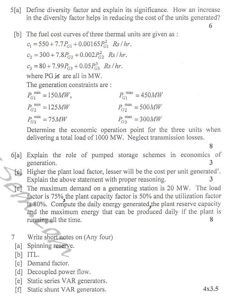 DTU Question Papers 2010  6 Semester - End Sem - EE-312