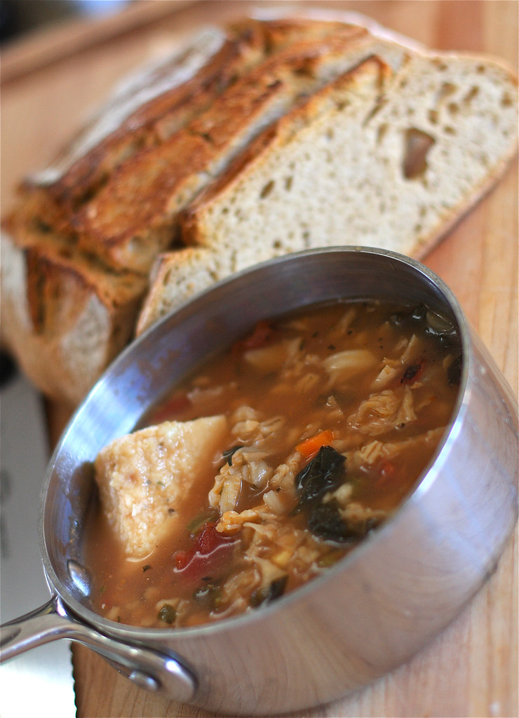 vegetable barley soup sourdough bread