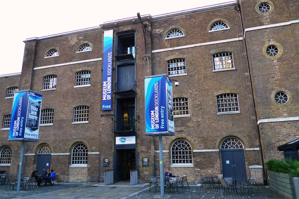 Facade and entrance to the Museum of London Docklands 