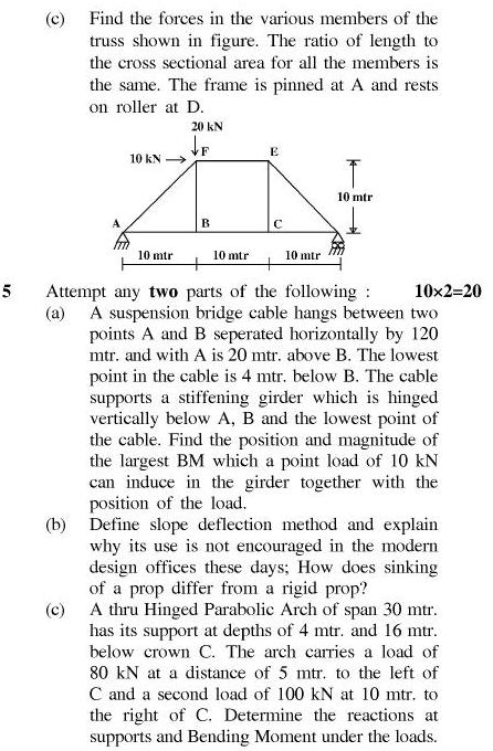 UPTU B.Tech Question Papers - TCE-402-Structural Analysis  I
