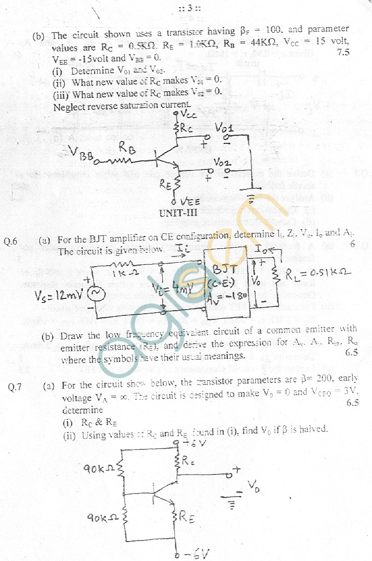 GGSIPU Question Papers Third Semester  End Term 2005  ETEE-203