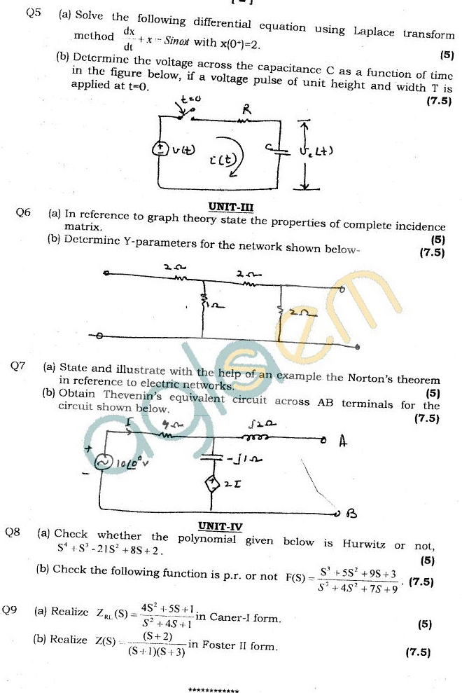 GGSIPU Question Papers Third Semester – End Term 2011 – ETEC-205
