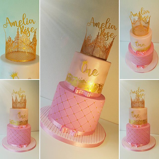 Gold Leaf and Austrian Crystals Cake by Lorraine Moore of Crumbdiddlyumtious