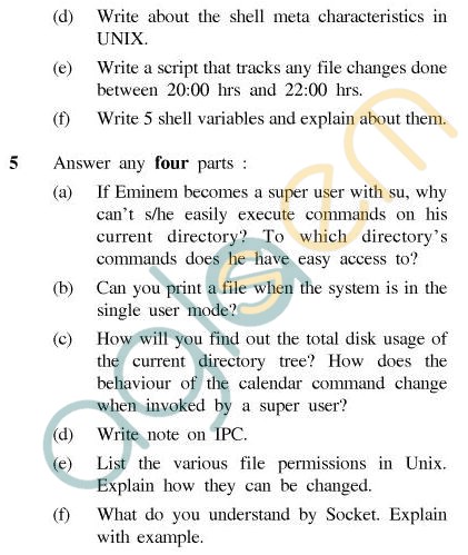 UPTU MCA Question Papers - MCA-123 - Unix & C Programming