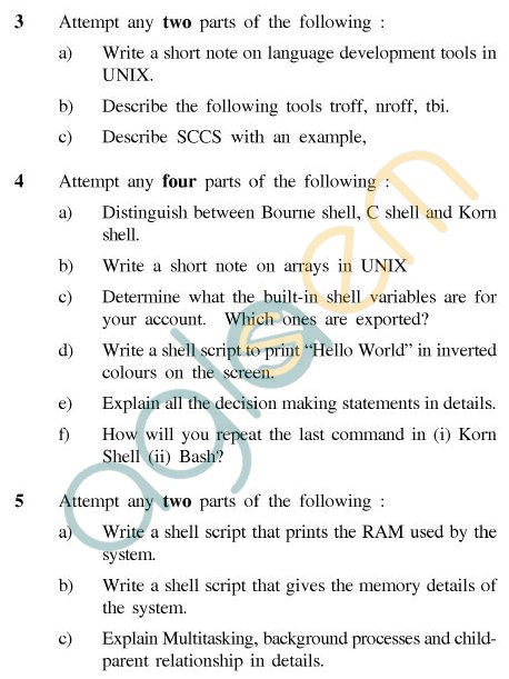UPTU MCA Question Papers - MCA-203 - Unix & Shell Programming