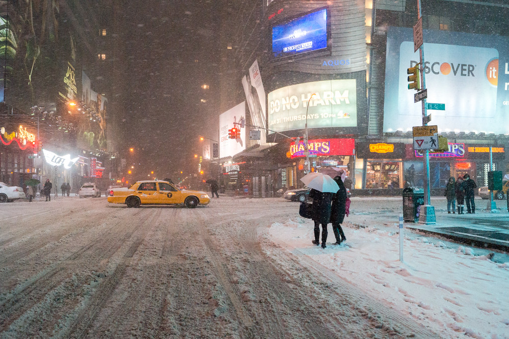 Blizzard 2013 New York City - Nemo - Midtown - Times Square 42nd Street Snow