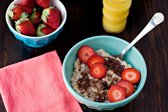 Steel Cut Oats with Nutella and Strawberries