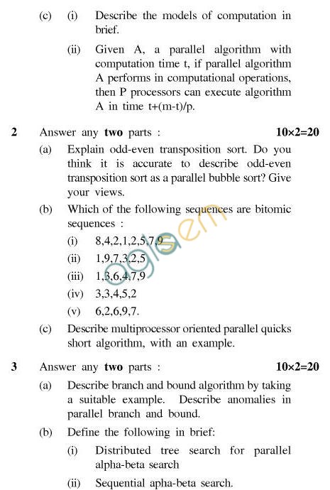 UPTU B.Tech Question Papers - CS-052-Parallel Algorithm