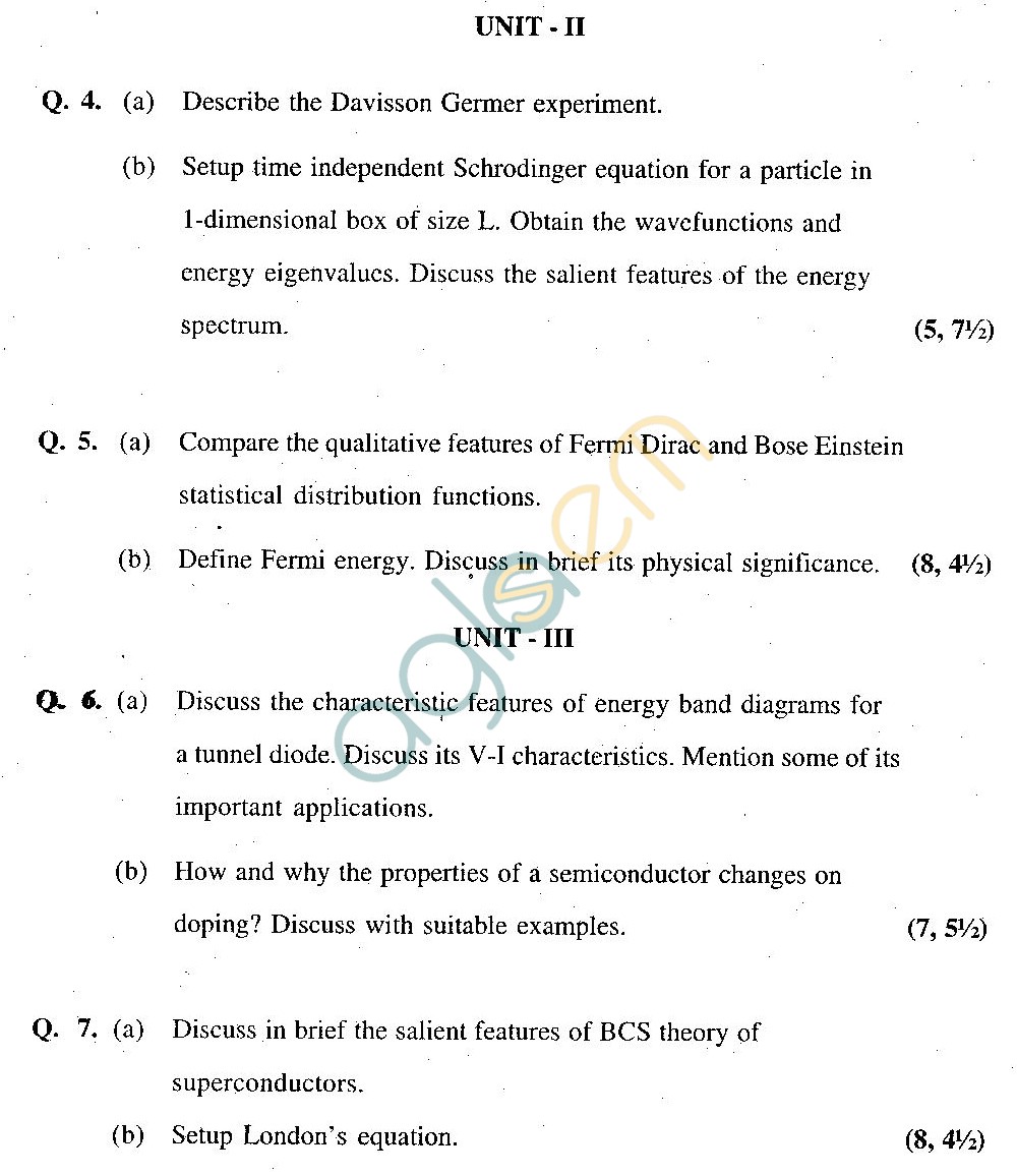 GGSIPU Question Papers Second Semester  end Term 2011  ETPH -104