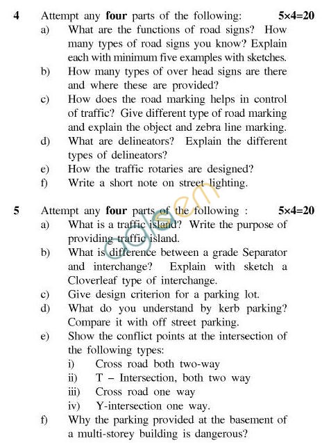 UPTU B.Tech Question Papers - CE-023-Traffic Engineering