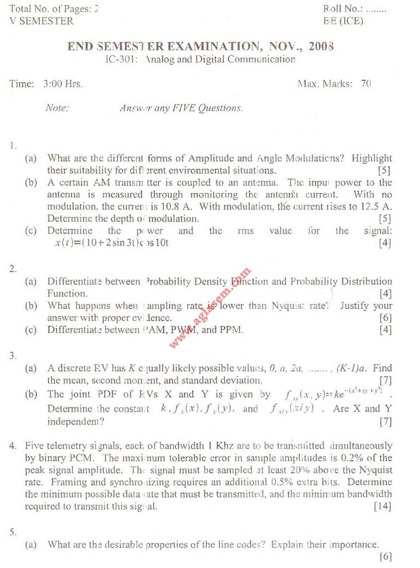 NSIT Question Papers 2008  5 Semester - End Sem - IC-301