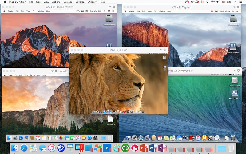 Sierra, El Capitan, Yosemite, Mavericks, and Lion on Parallels Desktop 12