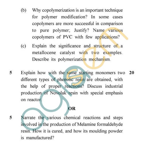 UPTU: B.Tech Question Papers - TPL-401 - Polymerization Engineering-I