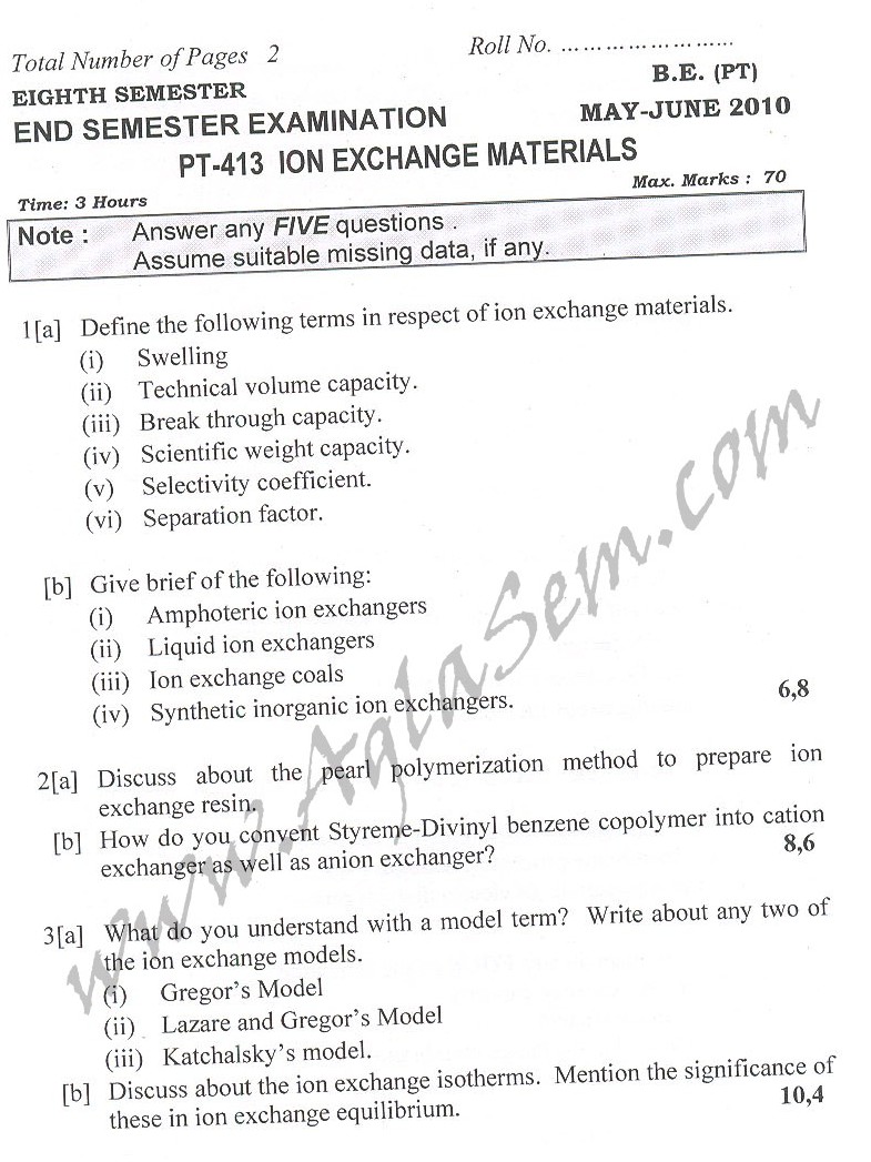 DTU Question Papers 2010  8 Semester - End Sem - PT-413